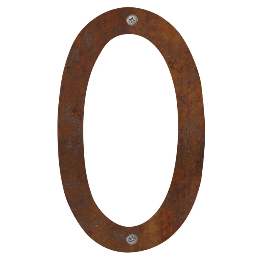 Husnummer 0 stål rustlook 25 cm