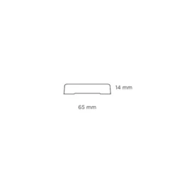 Indfatning glat hvid - 14 x 65 x 2200 mm