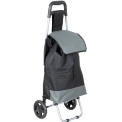 Indkøbstrolley med hjul sort/grå