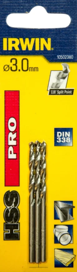 Irwin HSS Pro bor Ø3 mm 3 stk.
