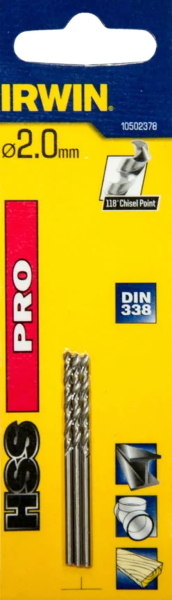 Irwin HSS Pro bor Ø2 mm 3 stk.