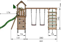 Jungle Gym Safari legetårn m/gynger & klatremodul grå