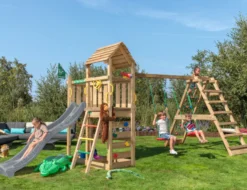 Jungle Gym Safari legetårn m/gynger & klatremodul grå