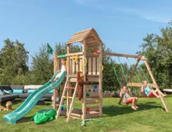 Jungle Gym Safari legetårn m/grøn rutsjebane & gynger grøn