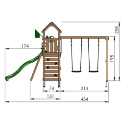 Jungle Gym Safari legetårn m/grå rutsjebane & gynger grå