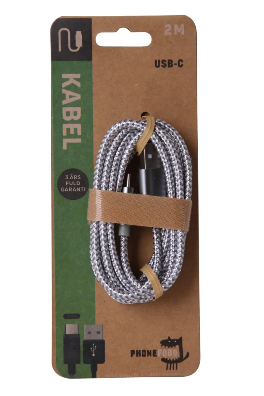 Kabel med USB-C stik - 2 meter