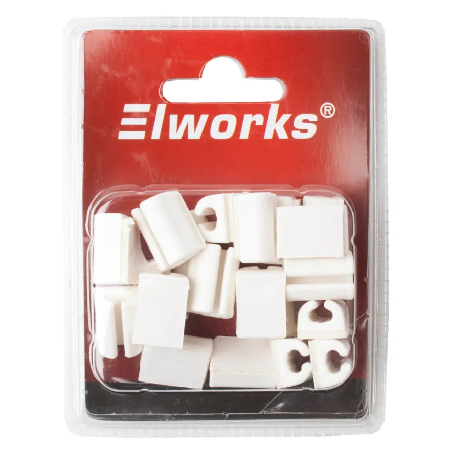 Kabelclips med tape til betonvægge 20 stk. - Elworks