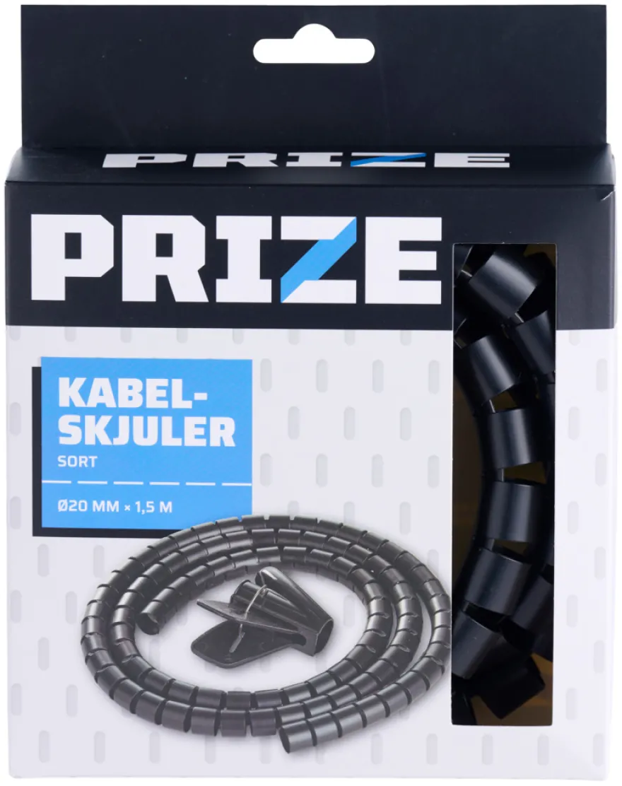 Kabelsamler sort Ø20 mm x 1,5 meter - PRIZE®