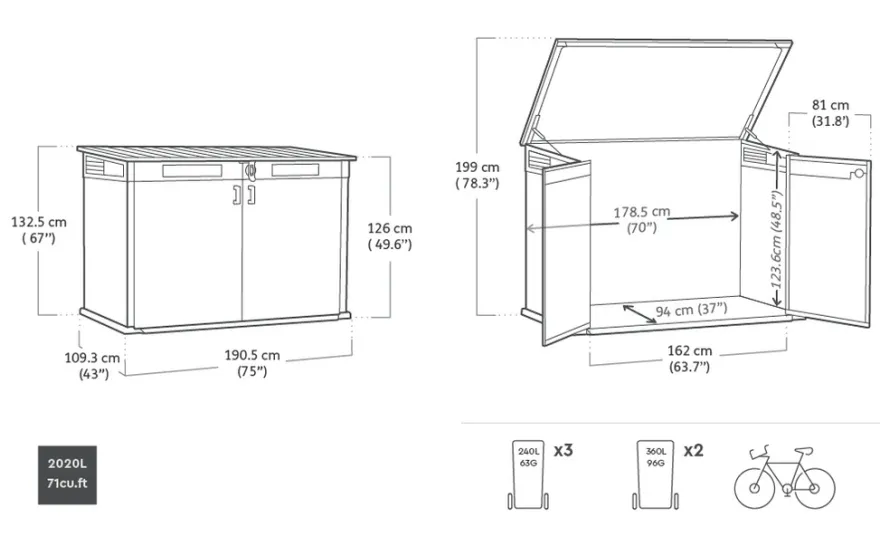 Keter opbevaringsskur Cortina Mega – 2020L