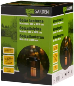 Lanterne med solceller sort Ø18 x 25 cm - Garden®