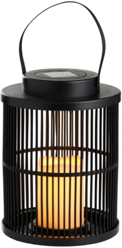 Lanterne med solceller sort Ø18 x 25 cm - Garden®