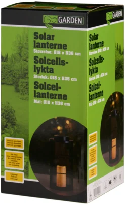 Lanterne med solceller sort Ø18 x 36 cm - Garden®