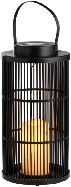 Lanterne med solceller sort Ø18 x 36 cm - Garden®