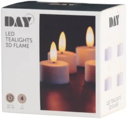 LED-fyrfadslys med 3D-flamme 4 stk. - DAY