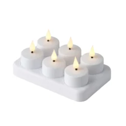 LED-fyrfadslys m/fjernbetjening genopladelig hvid 6-pk.