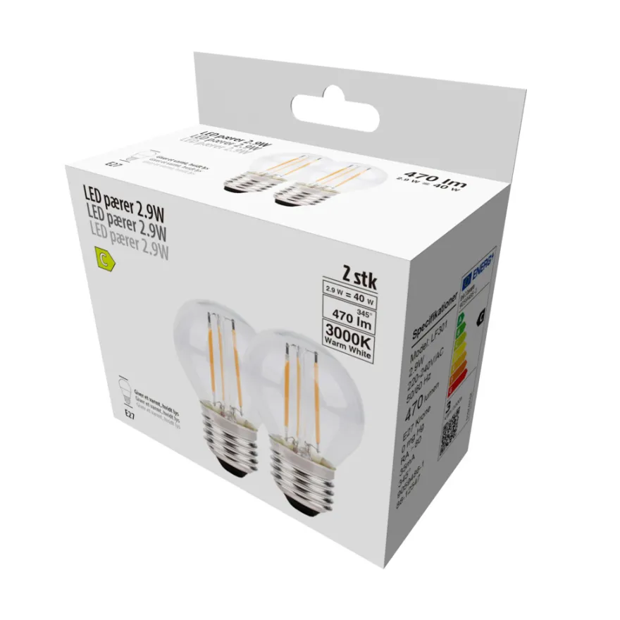 LED-kronepære 2,9 W E27 2-pk.