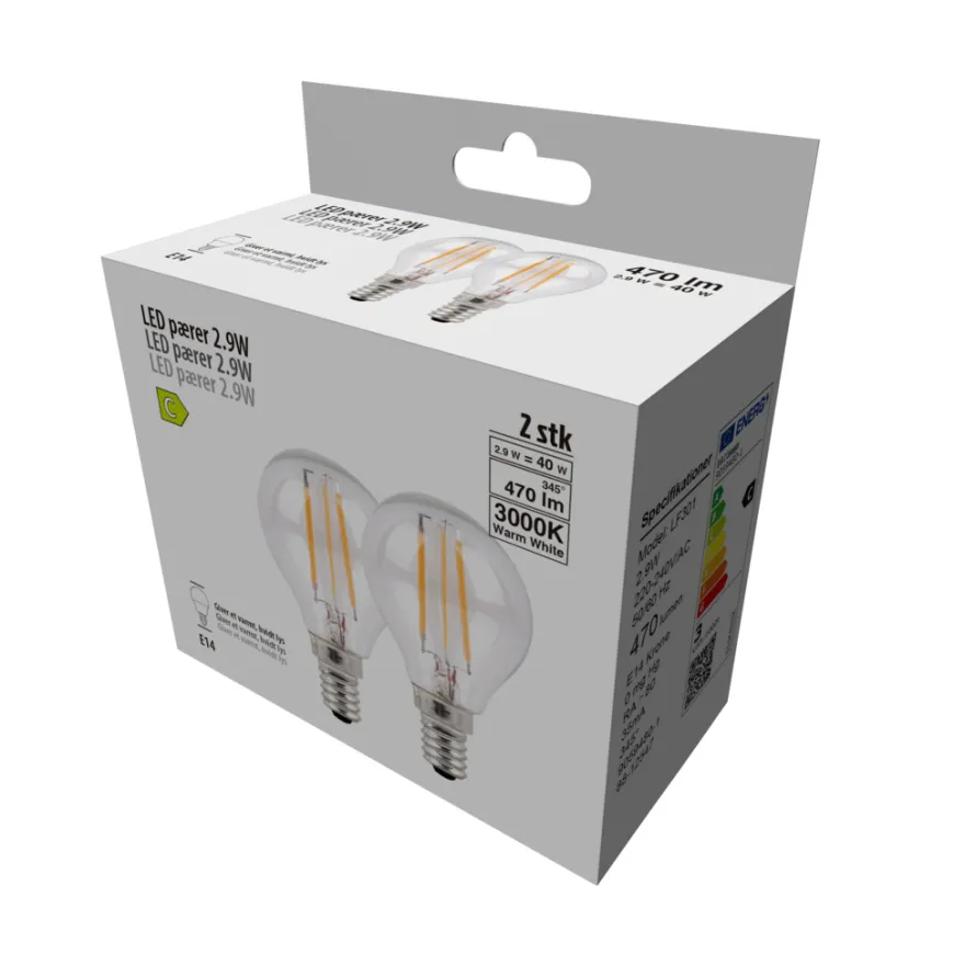 LED-kronepære 2,9 W E14 2-pk.