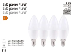 LED-pære kerte E14 4,9 W 4-pk.