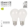 LED-pære standard 2,7 W E27 2-pk.