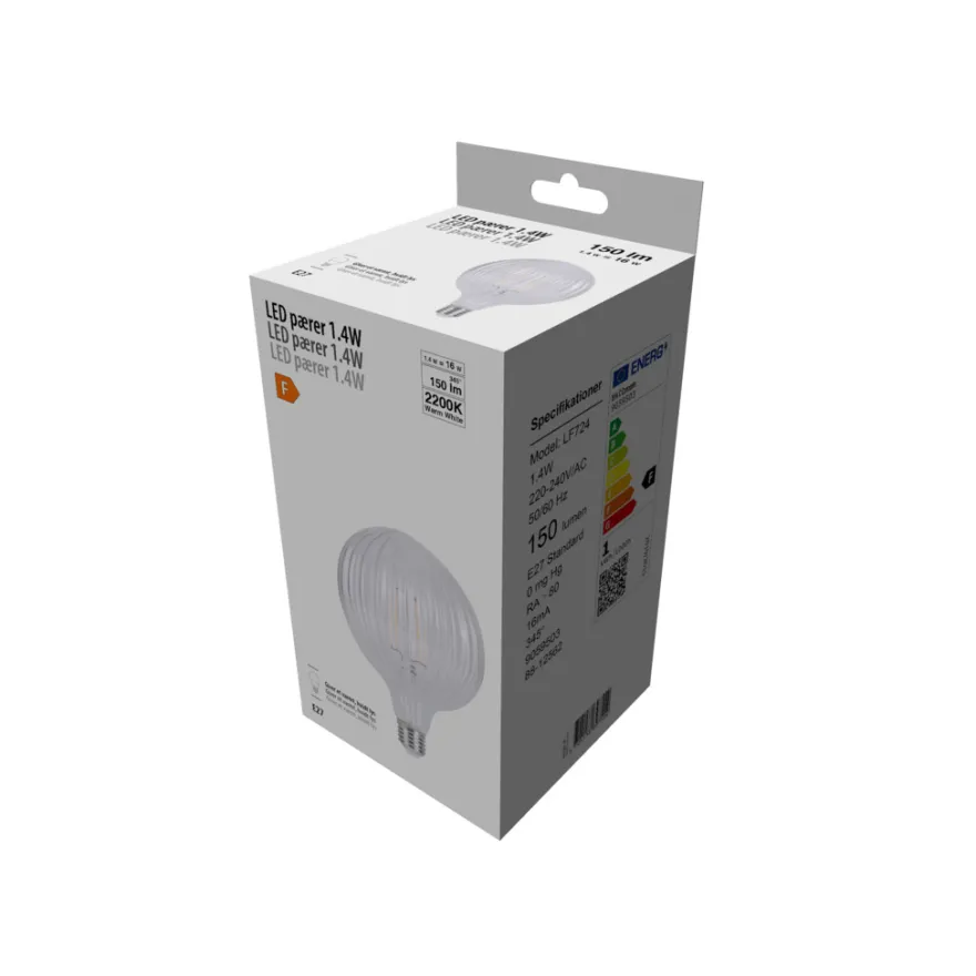 LED-pære Stripes klar 1,4 W E27