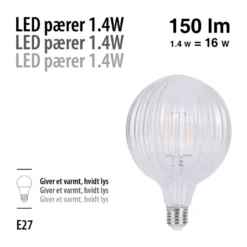 LED-pære Stripes klar 1,4 W E27