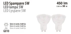 LED-spotpære 5 W GU10 2-pk.