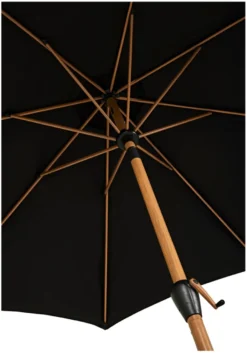 Markedsparasol Stockholm Ø300 cm sort/teak m/krank - Sunlife®