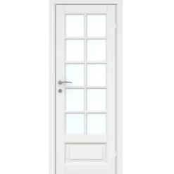 Massiv hvidmalet enkelt glasdør 72,5 x 204 cm