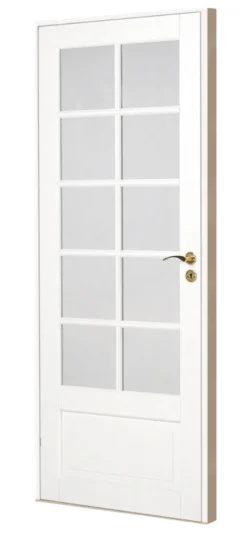 Massiv hvidmalet enkelt glasdør 72,5 x 204 cm