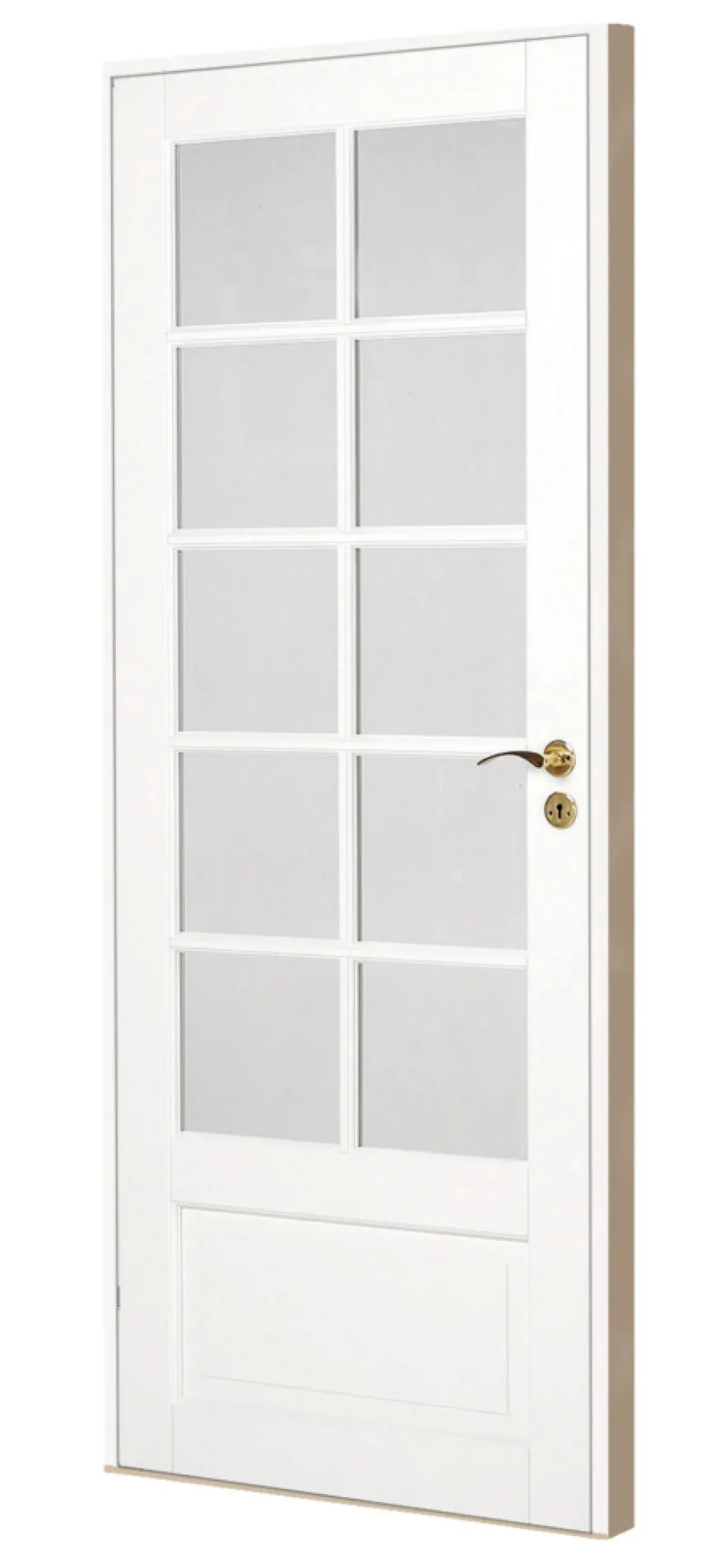 Massiv hvidmalet enkelt glasdør 72,5 x 204 cm
