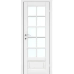 Massiv hvidmalet enkelt glasdør 82,5 x 204 cm