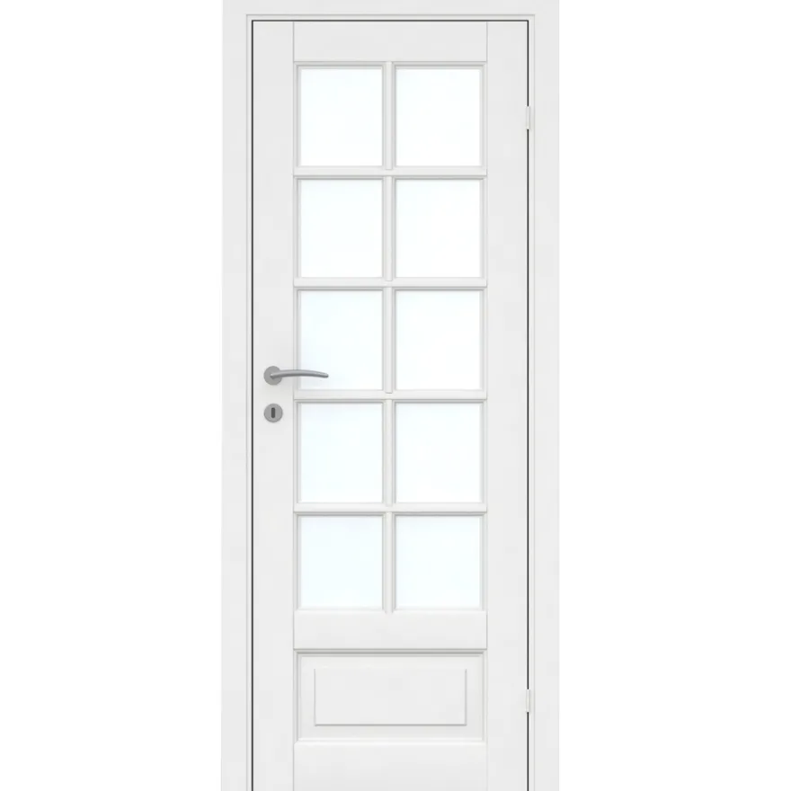 Massiv hvidmalet enkelt glasdør 82,5 x 204 cm