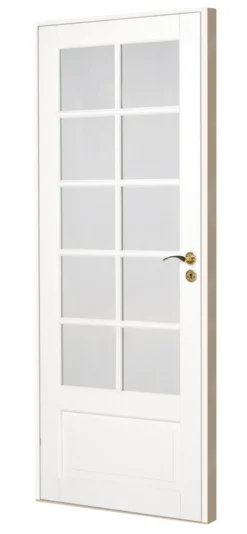 Massiv hvidmalet enkelt glasdør 82,5 x 204 cm