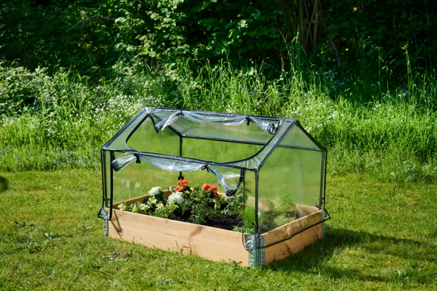 Minidrivhus 120 x 80 cm stål m/plastdug - Garden®