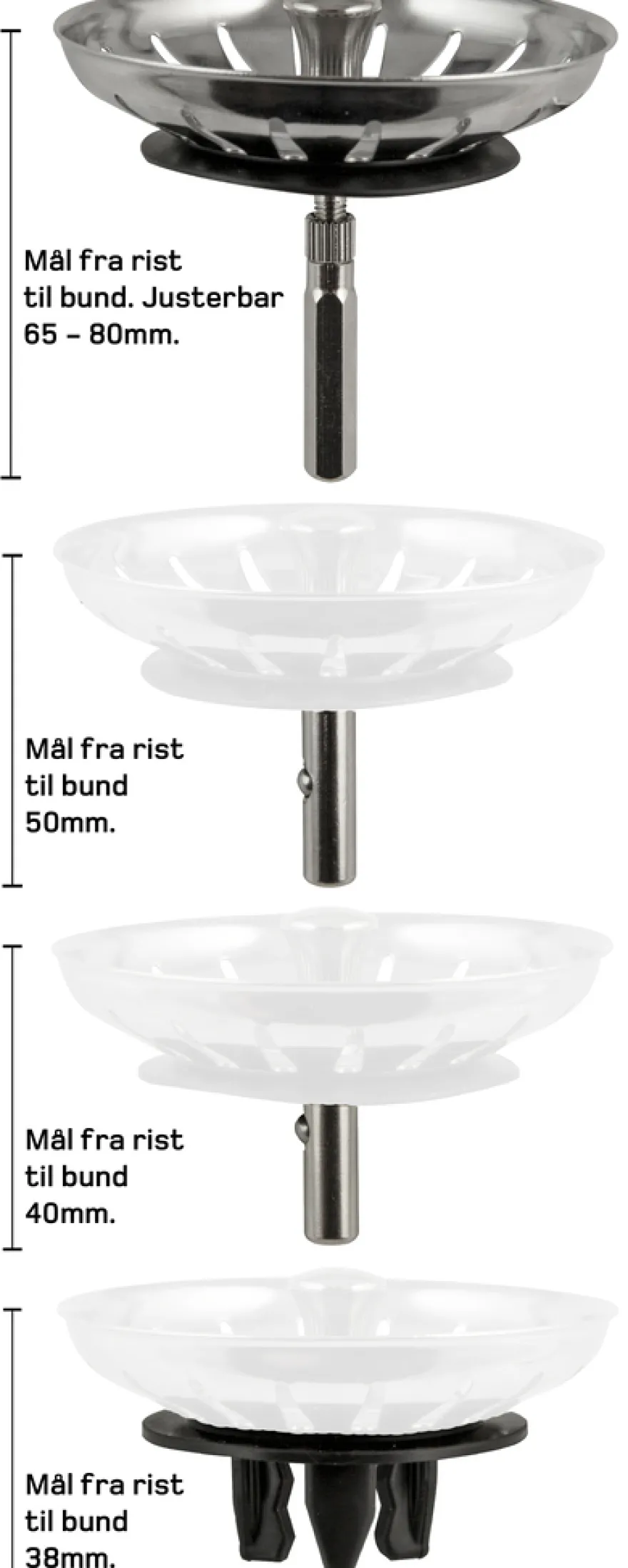 Multistrainer til køkkenvask - rustfrit stål