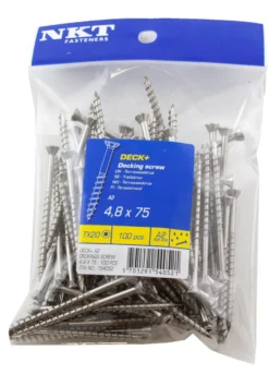 NKT Fasteners DECK+ terrasseskrue 4,8 x 75 mm 100 stk.