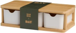 Opbevaringsboks m/tre skuffer aflang bambus - DAY