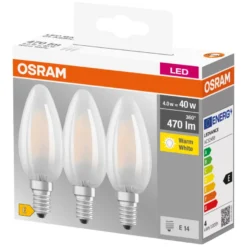 Osram LED Base kertepære E14 4 W 3-pk.
