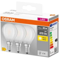 Osram LED Base kronepære E14 4 W 3-pk.