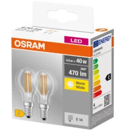 Osram LED kronepære E14 4 W 2-pk.