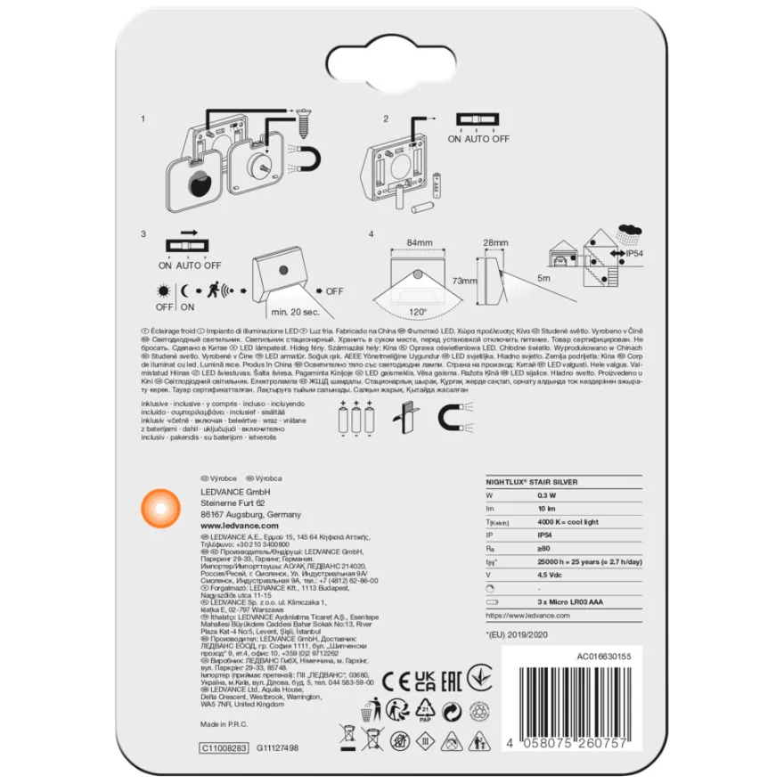 Osram Nightlux Stair sensorlampe batteri