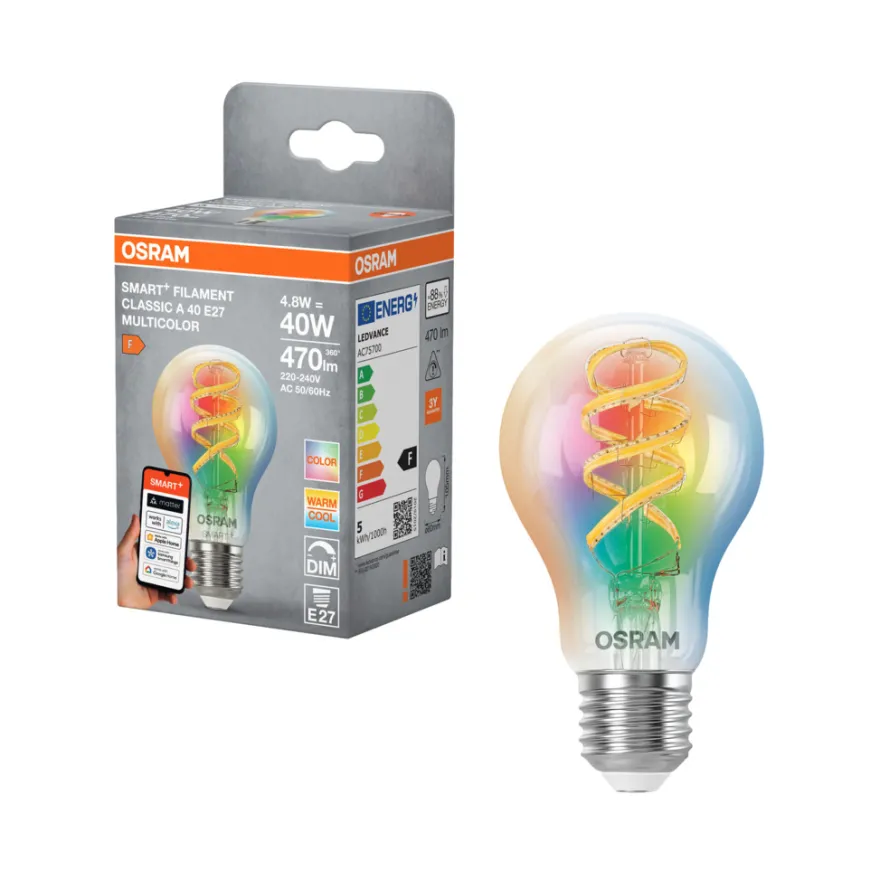 Osram SMART+ klar filamentpære RGBW E27 4,8 W