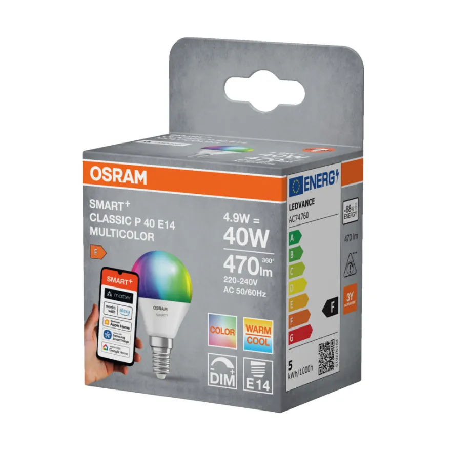 Osram SMART+ RGB+TW kronepære E14 4,9 W
