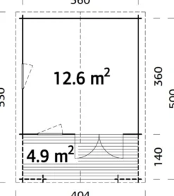 Palmako hytte Kristian 12,6 m² 360 x 360 cm