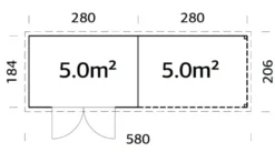 Palmako redskabsrum m/pergola Alma 560 x 184 cm