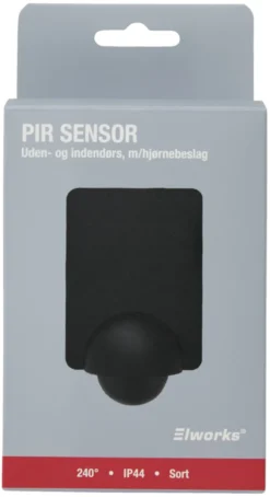 PIR-sensor 240° indendørs/udendørs sort - Elworks