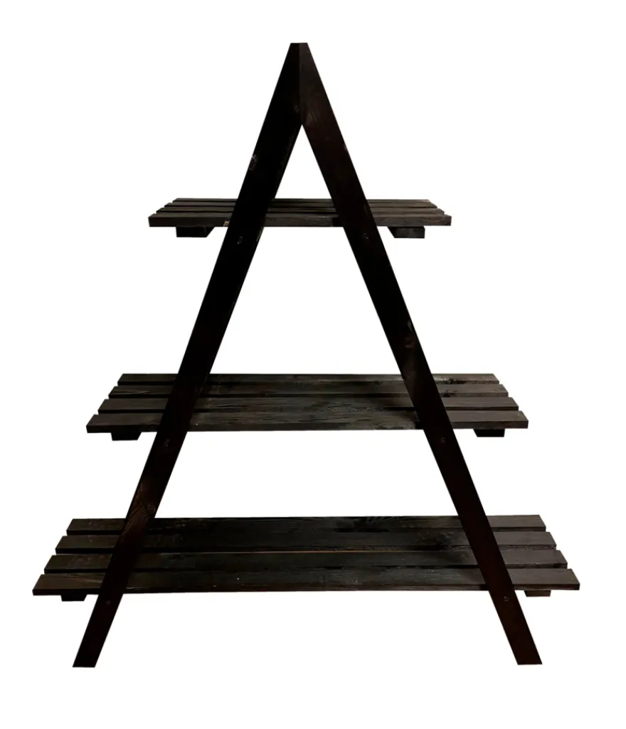 Plantereol m/tre hylder sort træ 101 x 26 x 106 cm