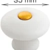 Porcelænsknop guld center Ø35 mm 2 stk.