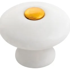 Porcelænsknop guld center Ø35 mm 2 stk.