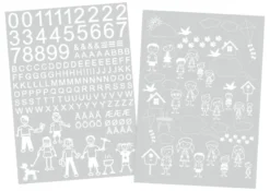 Postkassestickers med tal, bogstaver og figurer hvid